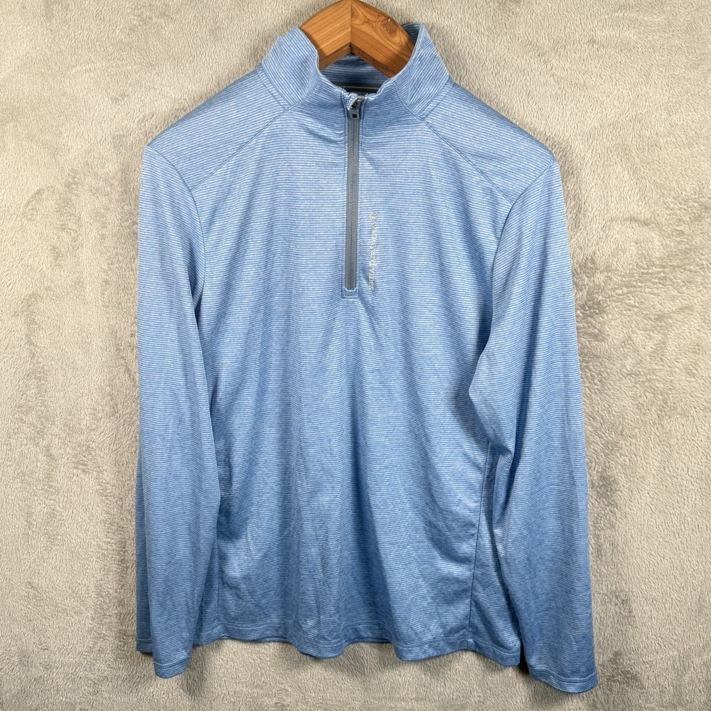 Vineyard Vines Mens M Sankaty Performance 1/4 Zip Pullover Blue Golf Athletic
